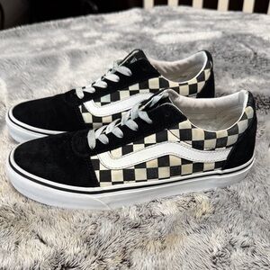 Vans Old Skool Checkerboard skater Women’s 8.5 Black White Low Top Sneakers
